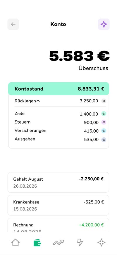 ClearUp App Finanzübersicht auf dem Smartphone